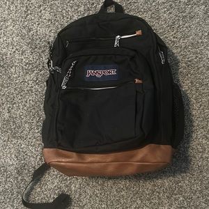 Black and Leather Jansport backpack